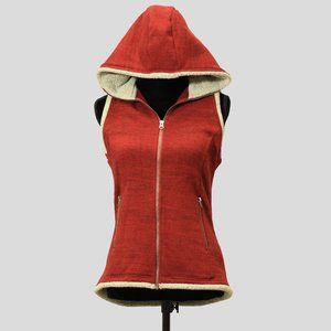 Kuhl Women's Hooded Vest Alfpaca Fleece Burgandy S